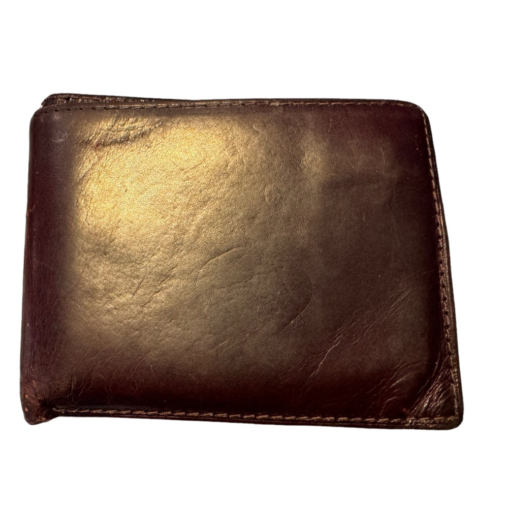 Vintage WORN Brown Supple Leather Perry Ellis Portfolio Men’s Bifold Wallet